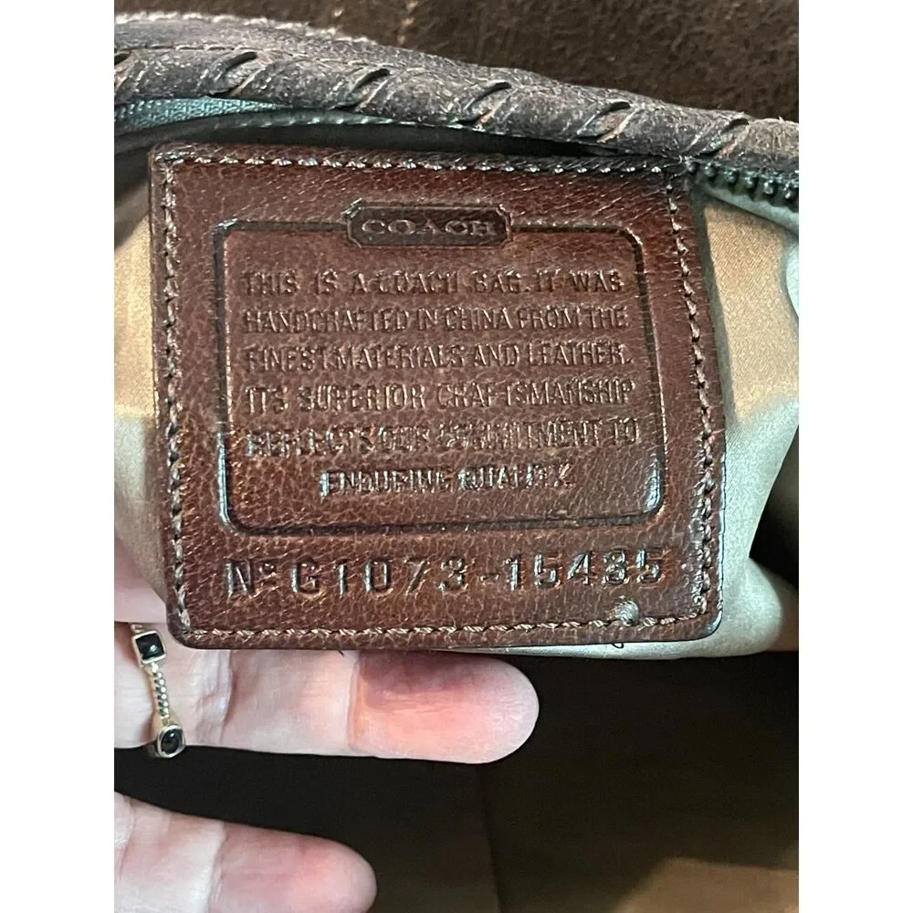 Coach Dillan Hobo Shoulder Bag Metallic Brown Stitch Lrg Leather Crossbody 15435
